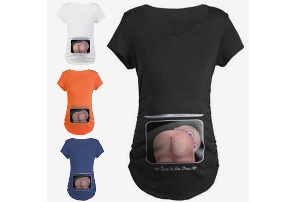 Women Maternity Baby Print Multicolor Short Sleeve T Shirt Pregnancy Tops Blouse
