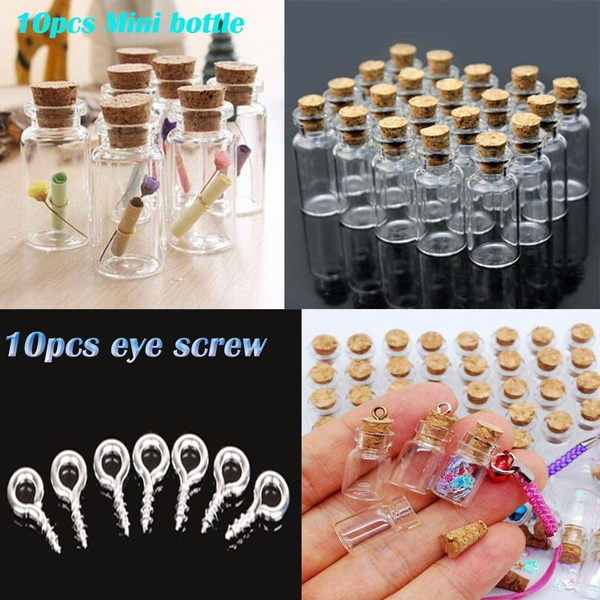 10Pcs Glass Bottles Clear Small Vials Empty Mini Jars With