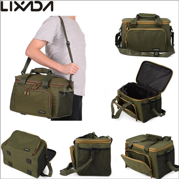 Lixada Portable Multifunctional Canvas Fishing Shoulder Bag Fishing Lure  Reel Bag Pouch