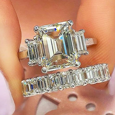 Sterling, Engagement Wedding Ring Set, ringset, Jewelry