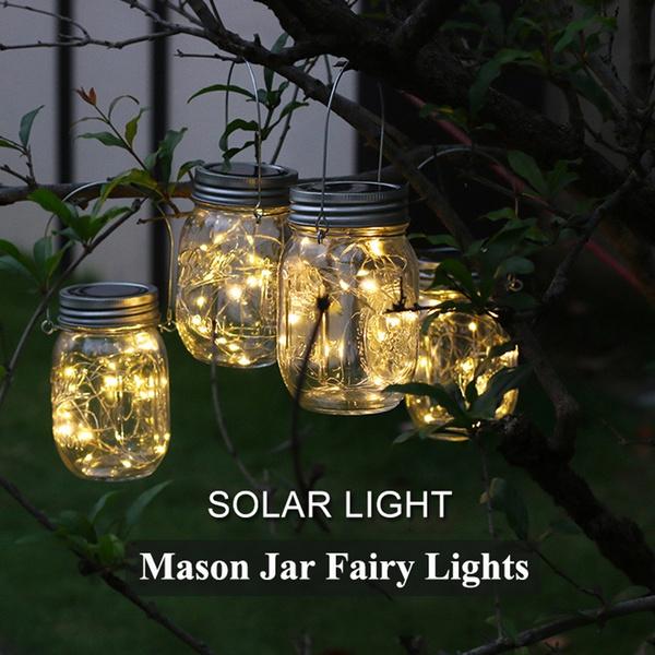 Mason Jar Solar Lantern Lights Waterproof 20LEDs Lid Lamp Starry Fairy D3H2 