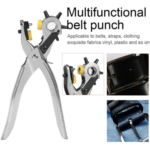 For Watch Straps Dog Collars 6 Hole Sizes Pro Rotary Manual Hand Hole Maker Tool Crafts And More Saddles WilFiks Leather Belt Hole Puncher Professional Revolving Heavy Duty Fabric Pliers