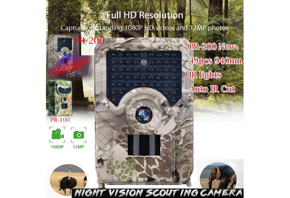 12MP Night Vision Hunting Camera 49Pcs IR Leds 940NM 1080P Wildlife Trail Camera 