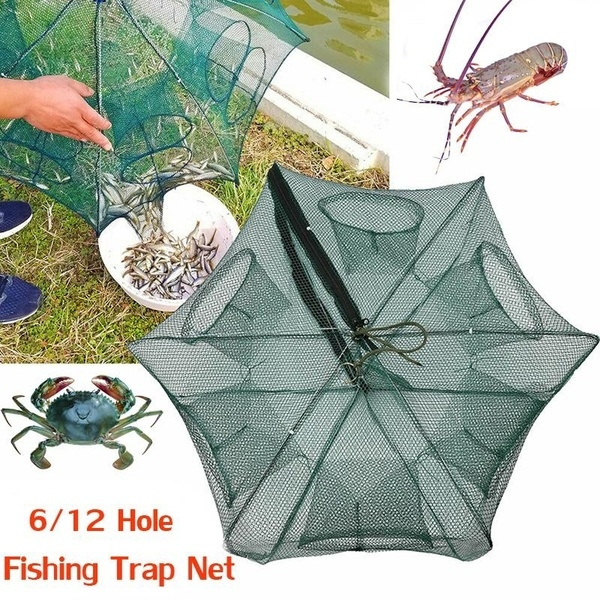 Nikou Fischernetz Falle 6-Loch - Automatische Krabben Garnelen Falle 58x22cm