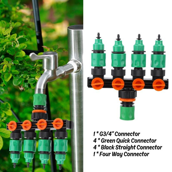 4 Way Garden Water Tap Splitter Adaptor Quick Thread Hose Pipe Connector Adapter