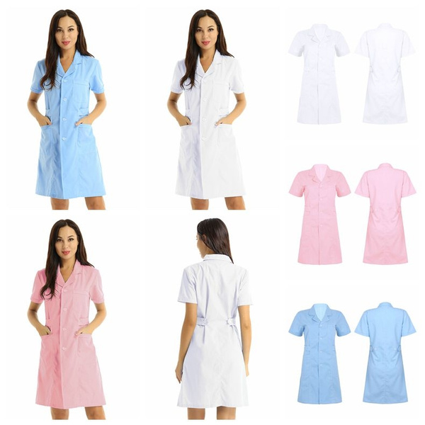 Nurse Uniform Medical clothing Nurse Dress Solid Color Hospital Nurse Scrub  Lab Coat