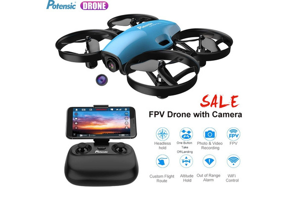 Auto Hovering Route Setting Mini RC Nano Quadcopter with Camera Potensic A30W FPV Drone Gravity Induction Mode and 500mAh Detachable Battery-blue 