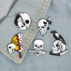 butterfly, Love, skull, Pins