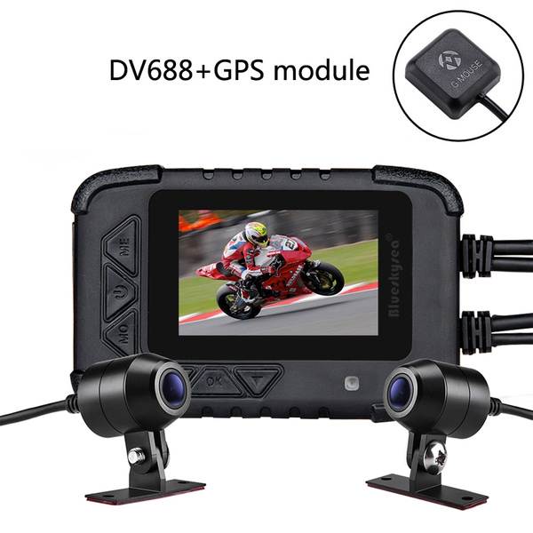 Blueskysea DV688 Motorcycle Dash Cam with GPS Module 1080p Dual