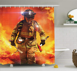 Bathroom, fireman, Shower Curtains, Waterproof