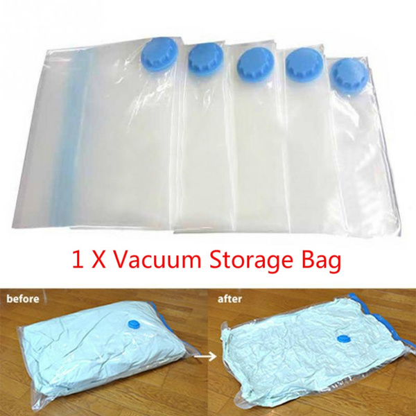 1pc Vacuum Storage Bag For Clothes Transparent Foldable Extra Large