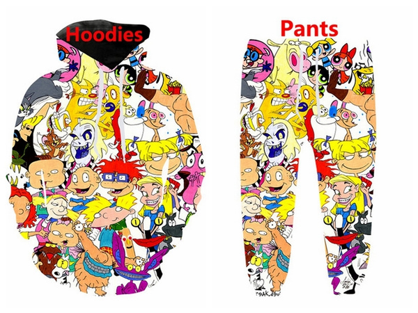 Cartoon characters 90s 3D All Over Print Tracksuits hoodies