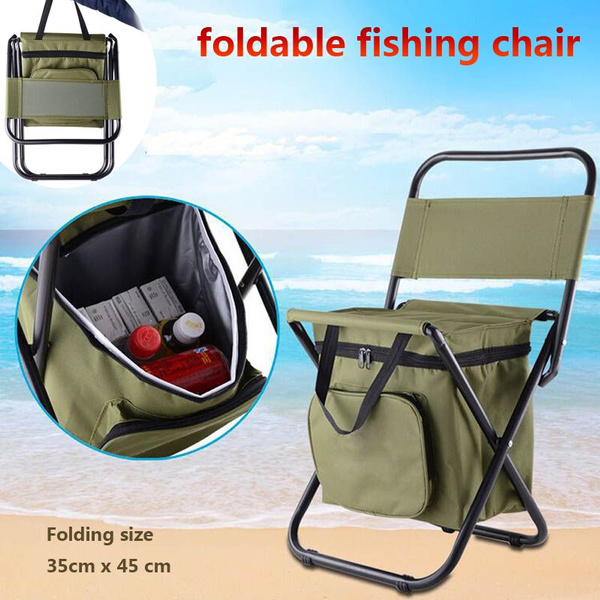 Outdoor Folding Chair Cooler Insulated Picnic Lunch Bag Portable Chair Seat  Bag for Camping Fishing Hiking Travel Beach BBQ