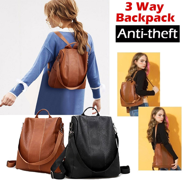 Premium Leather Three Way Anti-Thief Women's Backpack 