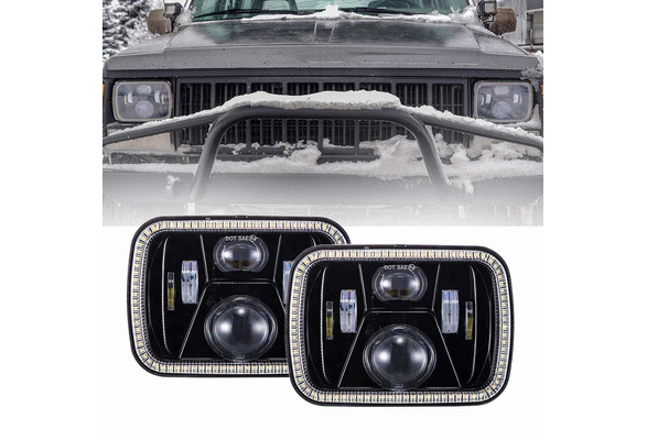 PXPART 7x6 LED Headlights with Sequential Turning DRL Replace H6054 6054 H5054 5x7 inch Seal Beam Headlamp Compatible with Jeep Wrangler YJ Cherokee XJ Chevy Ford Toyota GMC Nissan Trucks 