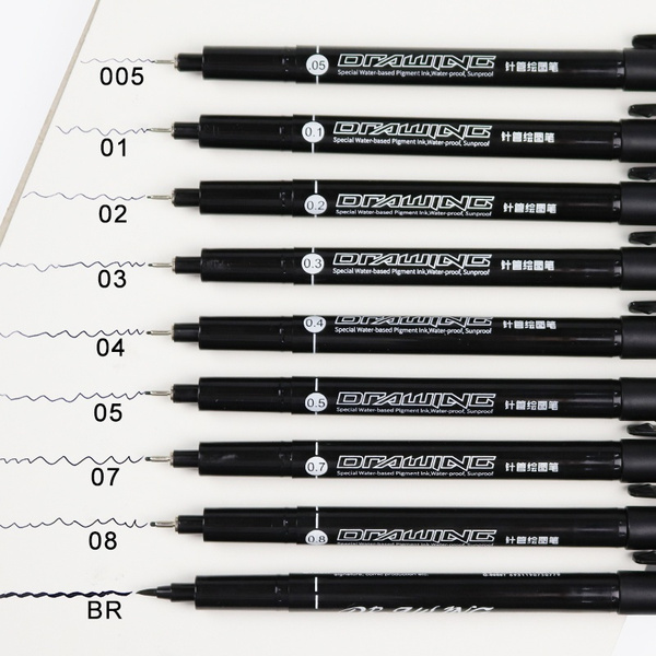 6Pc Micron Fine Line Pen 005 01 02 03 05 08 BÜRSTE Kunstzubehör Werkzeuge X1U7 