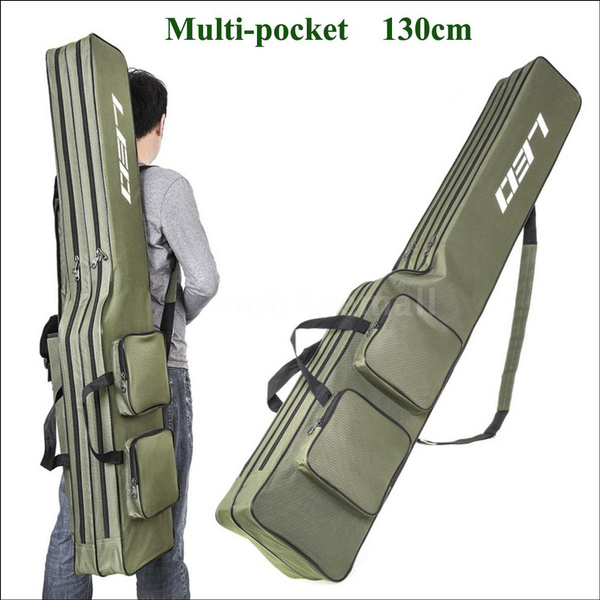 Two Layer 130cm Fishing Rod Reel Bag Fishing Pole Gear Tackle Tool Carry  Case Carrier Travel Bag Storage Bag Organizer Fishing Cover Bag