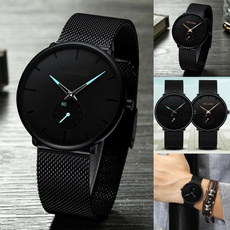 Mens Fashion Classic Black Wristwatch Herren Uhren Luxury Alloy Mesh Belt Ultra Thin Watches Montre Homme Casual Business Leather Quartz Watch Gifts for Men 