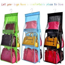 Double Side Transparent 6 Pocket Organizer Backpack Handbag Storage Bags Shoe Storage Bag Home Supplies Closet Rack Hangers