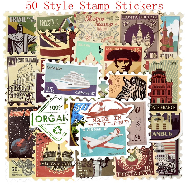 Paper & Party Supplies 50 pcs Postage Sticker Luggage Sticker Laptop ...