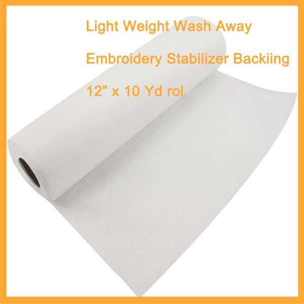 New brothread Wash Away - Water Soluble Machine Embroidery Stabilizer  Backing & Topping 10 x 3 Yd roll - Light Weight - Cut into Variable Sizes  for