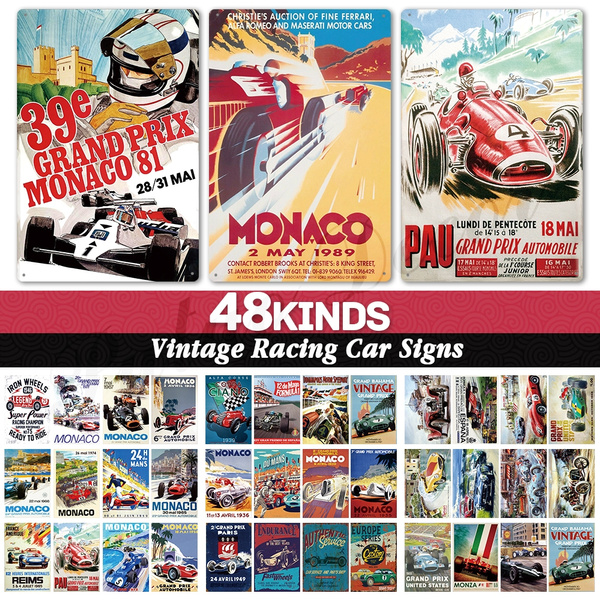Auto Races TIN SIGN vintage racing advertising metal poster garage decor 1546 