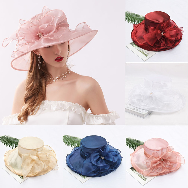 Wide Brim Hats For Women Fascinator Tea Party Church Kentucky Derby Wedding  Formal Dress Hat