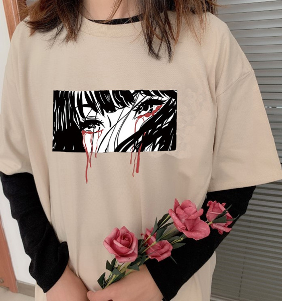Unisex Crying Girl Black T-Shirt Tumblr 