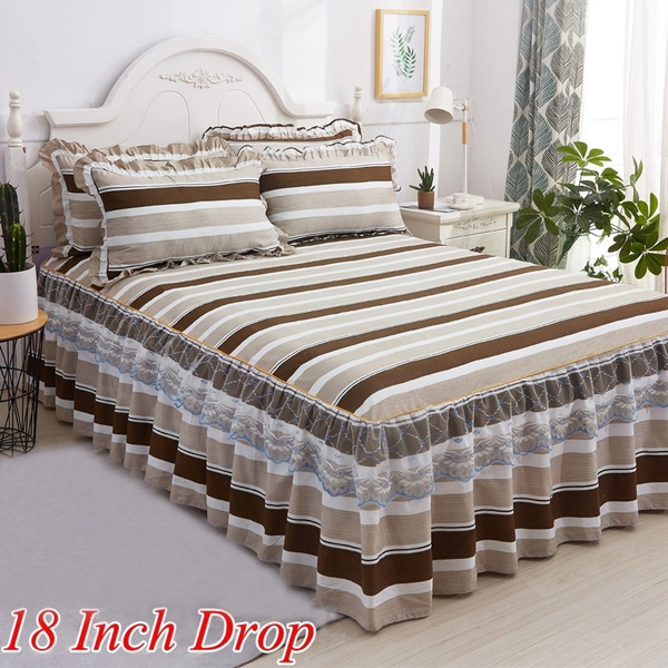 18 Inch Drop Lace Decor Ruffled Bed Skirt Twin/Full/Queen/King/CA King