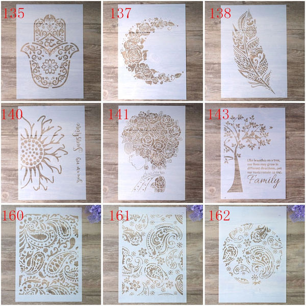 DIY Decorative Mandala Feather Stencil Template for Scrapbooking Painting on Walls Furniture Crafts A3 Size 