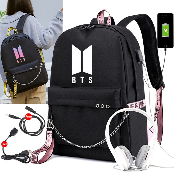 gasformig gele teater New Kpop Backpack BTS School Bookbag Travel Shoulder Bag Student Rucksack  with USB | Wish