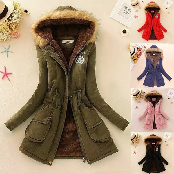 Women's Fashion Winter Long Thick and Velvet Peach Skin Fleece Hooded ...