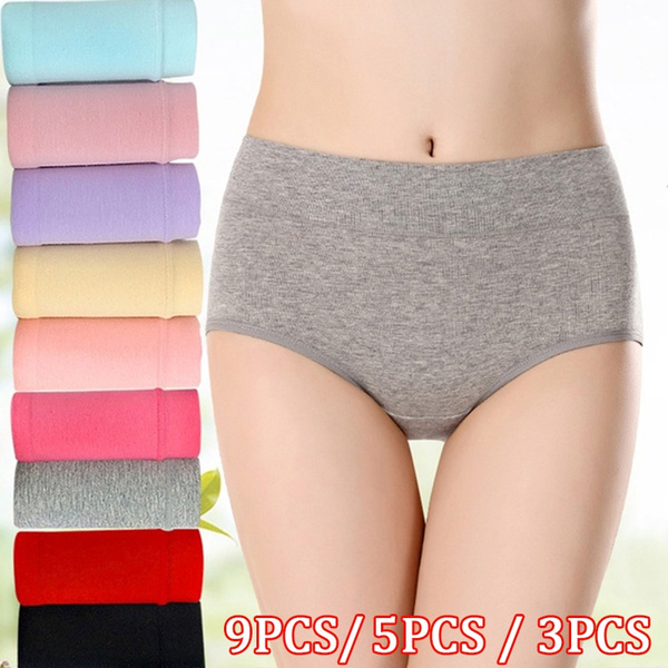 Fashion Women's High Waist Cotton Panties Briefs Soft Breathable Comfy Underwear  Lingerie Underpants Plus Size M-XXL (assorted colors )