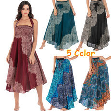 Fashion Skirts, long skirt, Floral print, purplecreamfloralprintasymetricaldre