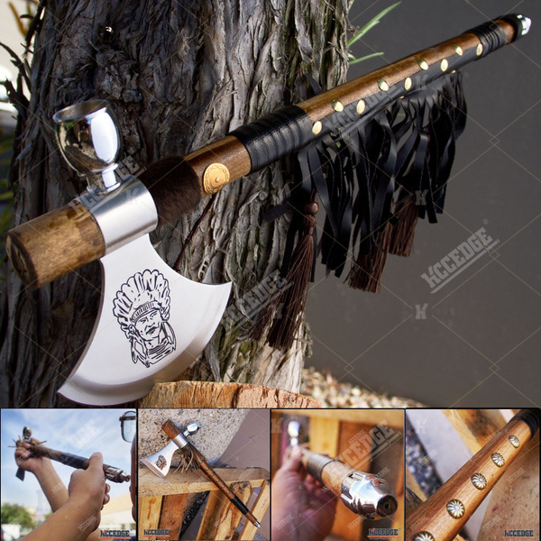 Native American Peace Pipe Tomahawk Replica - Functional Hatchet With Wood Handle 9 thumbnail image