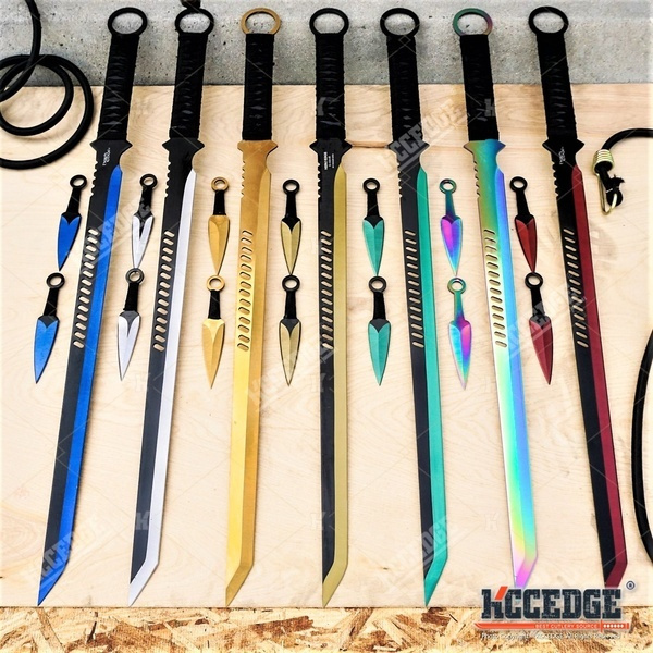 27 Ninja Sword Ninja Machete W 2 Throwing Knife Full Tang Hunting Knives Tanto Katana W Nylon 0202