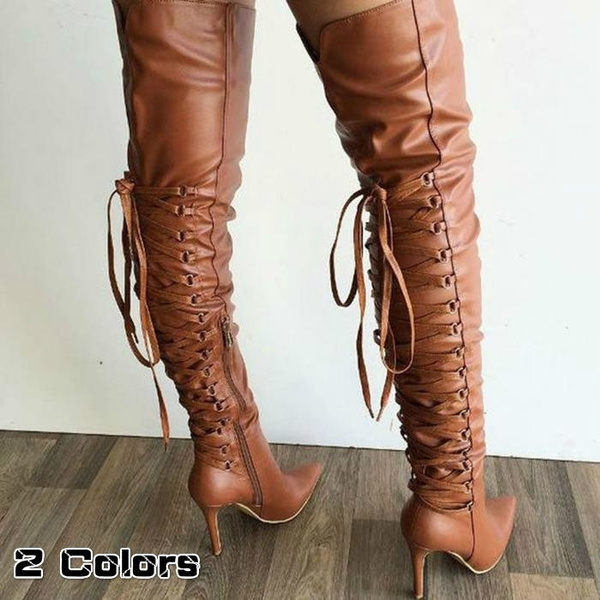 New Winter Autumn Black Stiletto Boot Leather Pointed Toe Ladies