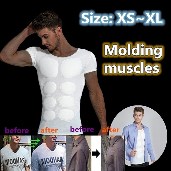 Men‘s Body Shapewear Fake Muscle Shirt Become Strong in an Instant Muscle  Pad Clothes Fake Muscle Padding