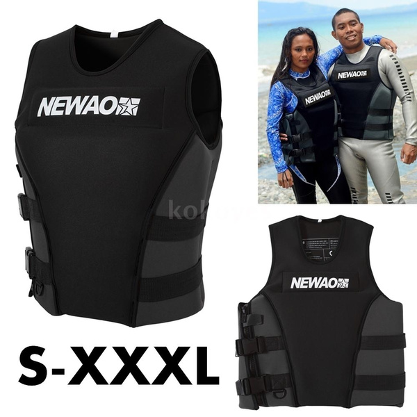 Adults Life Jacket Neoprene Safety Life Vest for Water Ski Wakeboard PFD Black 