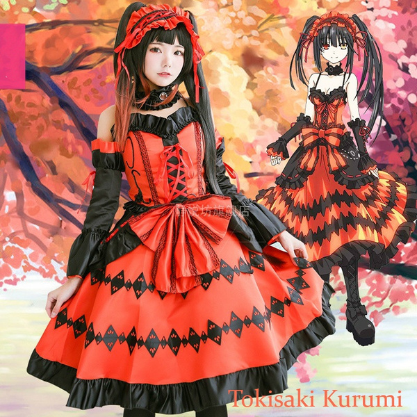 Japanese Anime DATE A LIVE Tokisaki Kurumi Cosplay Costume Japanese Style  Uniform Anime Costumes JK Uniform Orange Kimono Lolita Dress Halloween  Party Dress Vampire Cosplay Clothing | Wish