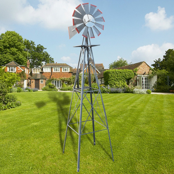 8ft Outdoor Metal Windmill Yard Garden Decoration Wind Mill Green 8ft Outdoor Metal Windmill Yard Garden Decoration Wind Mill Green