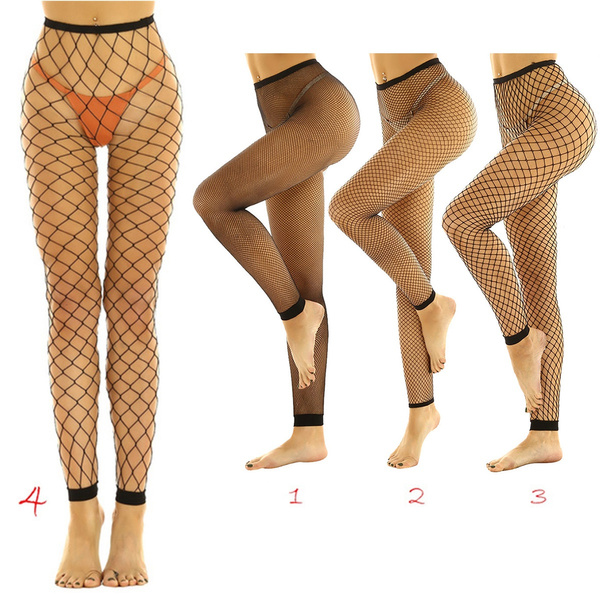 Women's Net Fishnet High Waisted Ankle Length Footless Tights