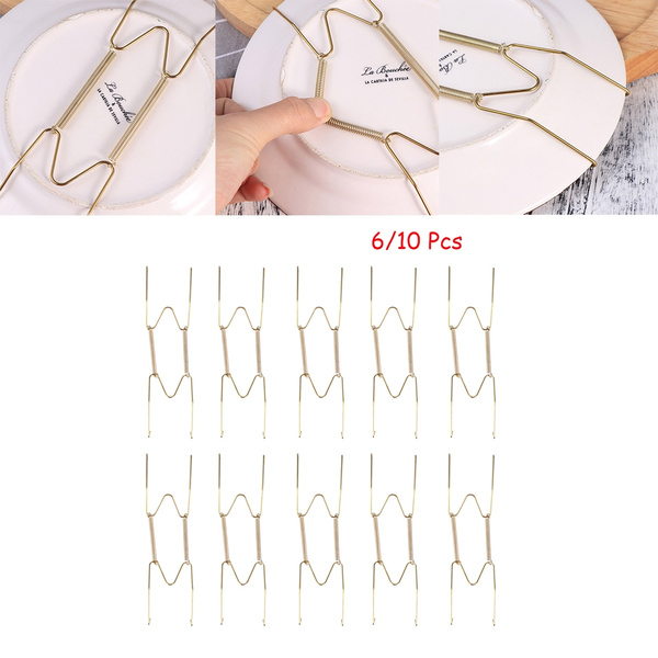 6/10pcs 8-Inch Spring Style Invisible Plate Tray Dish Wire Hanger 
