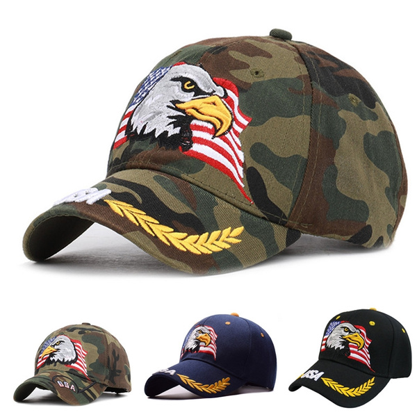 American flag eagle embroidery baseball cap casual cap visor tactical  jungle camouflage USA baseball cap