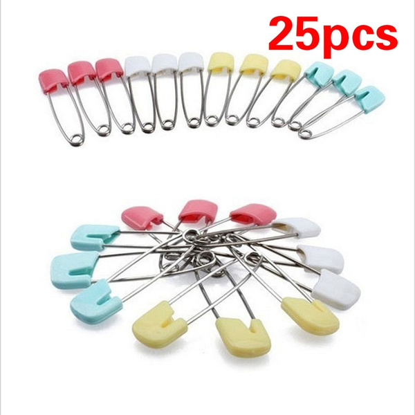 Convenient Lowest Price Multi-color Pins 25Pcs Safety Pins Plastic Head  Pins Baby Diaper Locking Pin Locking Cloth Pins Lock Baby Clothes Pins  Nappy Pins