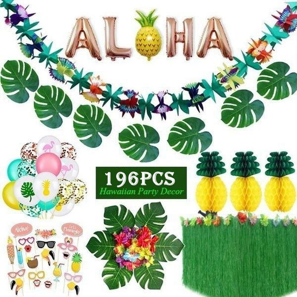 196pcs Hawaiian Party Decorations Summer Tropical Themed Party