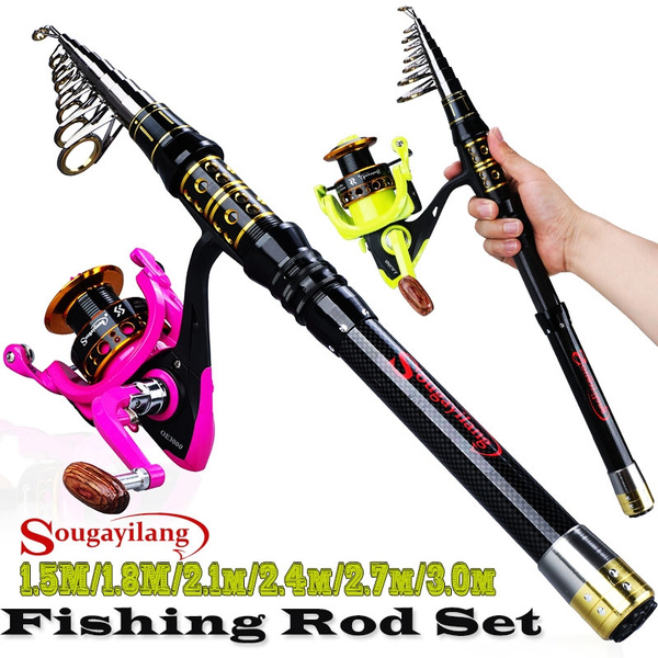 Sougayilang Spinning Fishing Rod Reel Set Combo Telescopic Fishing Rods and  12BB Spinning Reels for Kids Adult Women Fishing