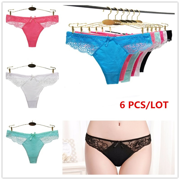 6pcs Pack Lace Underwear Panties, Fashion beautiful School Hot Korean Lace  Panty Women Pictures Panty