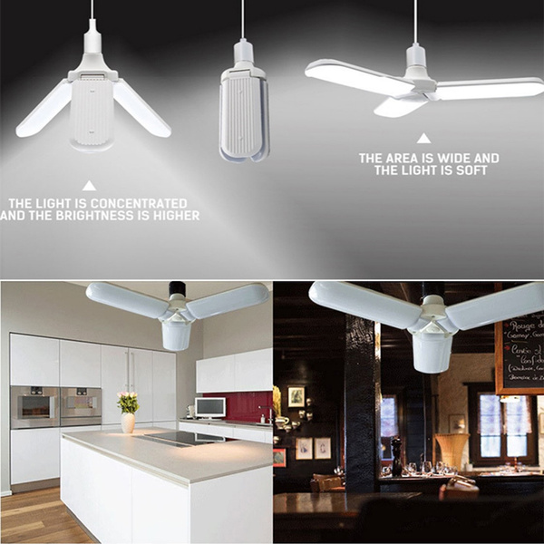 45w E27 Led Bulb Super Bright Foldable, Energy Efficient Ceiling Fan With Bright Led Light