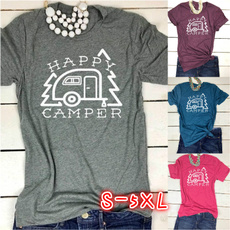shirtsamptop, Summer, lettersprinttshirt, happycampertop
